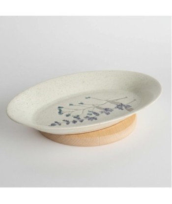 Plato Decorativo Flores Cerámica Gres Blanco, Ideal para Decoración de Hogar, Estilo Bohemio, Diseño Elegante