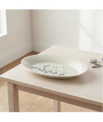 Plato Decorativo Flores Cerámica Gres Blanco, Ideal para Decoración de Hogar, Estilo Bohemio, Diseño Elegante