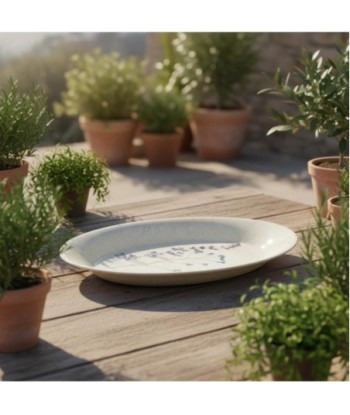 Plato Decorativo Flores Cerámica Gres Blanco, Ideal para Decoración de Hogar, Estilo Bohemio, Diseño Elegante