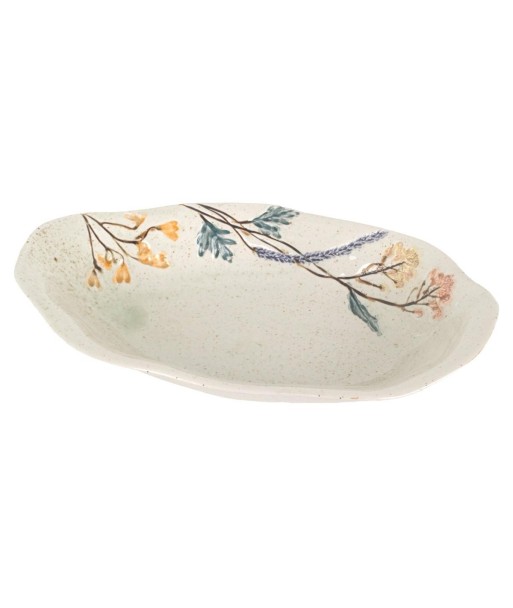 Plato Decorativo Flores Estilo Bohemio para Decoración del Hogar, Ideal para Centro de Mesa, Cerámica de Alta