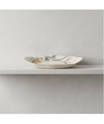 Plato Decorativo Flores Estilo Bohemio para Decoración del Hogar, Ideal para Centro de Mesa, Cerámica de Alta