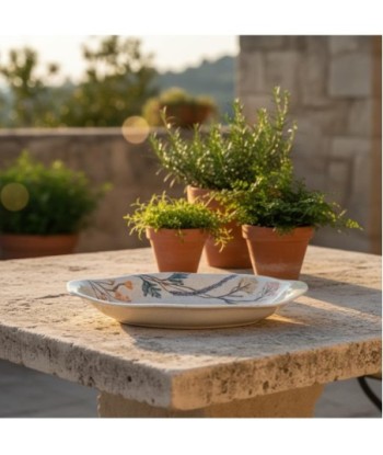 Plato Decorativo Flores Estilo Bohemio para Decoración del Hogar, Ideal para Centro de Mesa, Cerámica de Alta