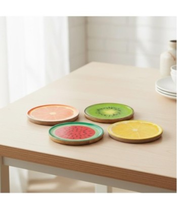 Plato Decorativo Frutas Tropicales Pequeño - Set de 4 Piezas - Ideal para Decoración de Hogar y Regalo Original