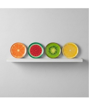 Plato Decorativo Frutas Tropicales Pequeño - Set de 4 Piezas - Ideal para Decoración de Hogar y Regalo Original