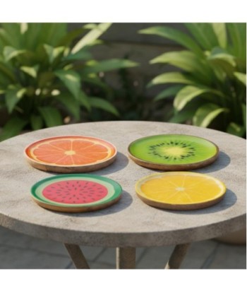 Plato Decorativo Frutas Tropicales Pequeño - Set de 4 Piezas - Ideal para Decoración de Hogar y Regalo Original