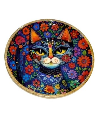 Plato para Gato Antideslizante de Madera de Mango, Diseño Multicolor, Ideal para Alimentos Secos y Húmedos, Resistente