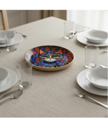 Plato para Gato Antideslizante de Madera de Mango, Diseño Multicolor, Ideal para Alimentos Secos y Húmedos, Resistente
