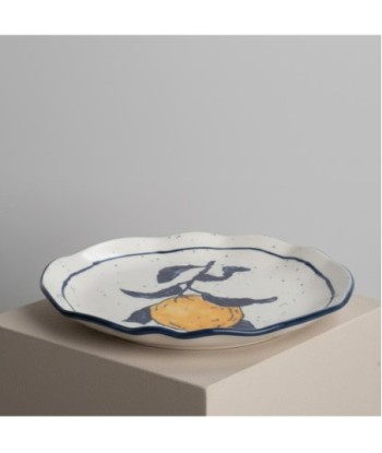 Plato Decorativo de Porcelana con Diseño de Limón, Ideal para Cocina o Comedor, Resistente y Elegante, Colección