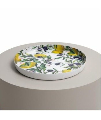 Plato Decorativo Limones y Aceitunas para Cocina, Bandeja de Metal Elegante, Ideal para Decoración de Mesa y