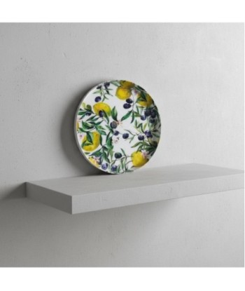 Plato Decorativo Limones y Aceitunas para Cocina, Bandeja de Metal Elegante, Ideal para Decoración de Mesa y