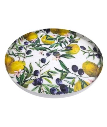 Plato Decorativo Limones y Aceitunas - Diseño Mediterráneo para Hogar - Ideal Cocina, Comedor, Sala - Regalo