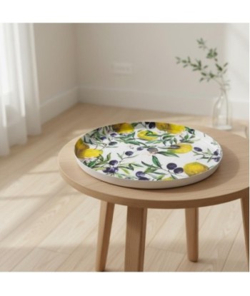 Plato Decorativo Limones y Aceitunas - Diseño Mediterráneo para Hogar - Ideal Cocina, Comedor, Sala - Regalo