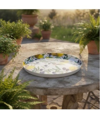 Plato Decorativo Limones y Aceitunas - Diseño Mediterráneo para Hogar - Ideal Cocina, Comedor, Sala - Regalo