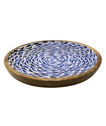 Plato Decorativo Azul con Diseño de Peces para Cocina y Comedor, Ideal para Decoración Náutica de Hogar, Madera