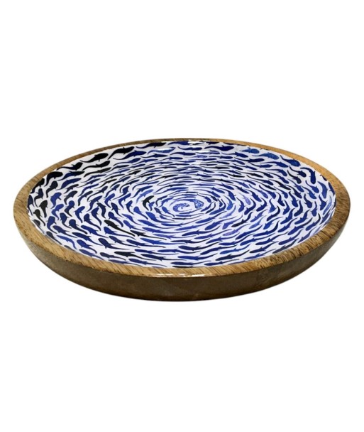 Plato Decorativo Azul con Diseño de Peces para Cocina y Comedor, Ideal para Decoración Náutica de Hogar, Madera