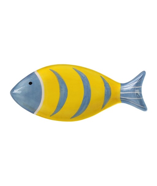 Plato Decorativo Pez Diseño Marinero, Ideal para Decoración del Hogar, Cerámica Amarilla, Estilo Náutico, Regalo