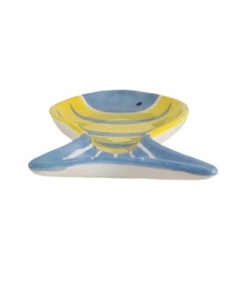 Plato Decorativo Pez Diseño Marinero, Ideal para Decoración del Hogar, Cerámica Amarilla, Estilo Náutico, Regalo