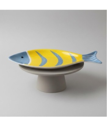 Plato Decorativo Pez Diseño Marinero, Ideal para Decoración del Hogar, Cerámica Amarilla, Estilo Náutico, Regalo
