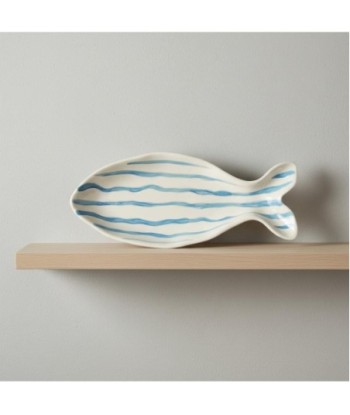 Plato Decorativo Pez de Porcelana Azul, Ideal para Decoración de Hogar, Regalo Original, Estilo Bohemio Moderno