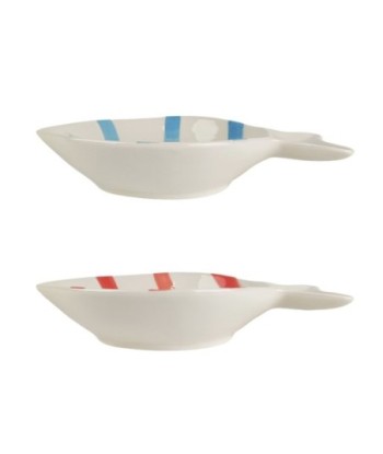 Plato Decorativo de Porcelana Estilo Bohemio, Set de 2, Ideal para Decoración de Interiores, Diseño de Pez