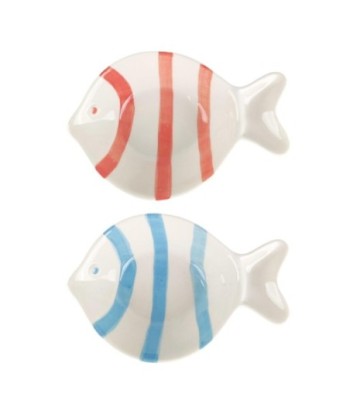 Plato Decorativo Pez Cerámica Multicolor para Decoración del Hogar, Set de 2 Piezas, Ideal para Regalo y Colección