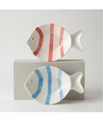 Plato Decorativo Pez Cerámica Multicolor para Decoración del Hogar, Set de 2 Piezas, Ideal para Regalo y Colección