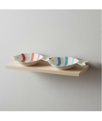 Plato Decorativo Pez Cerámica Multicolor para Decoración del Hogar, Set de 2 Piezas, Ideal para Regalo y Colección