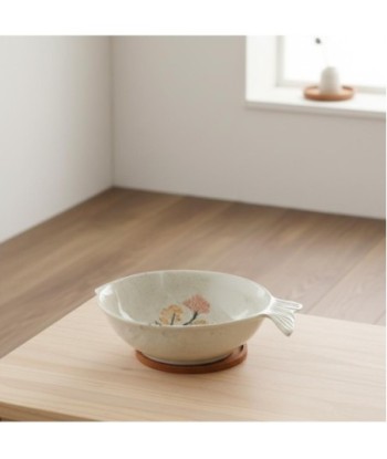 Plato Decorativo de Cerámica en Forma de Pez con Flores, Ideal para Decoración de Hogar y Regalos Originales