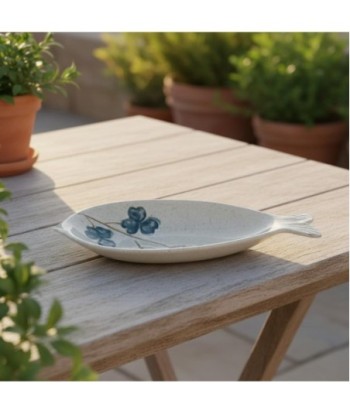 Plato Decorativo Gres Estilo Bohemio Diseño Pez Flores Ideal para Decoración de Interiores y Regalos Originales