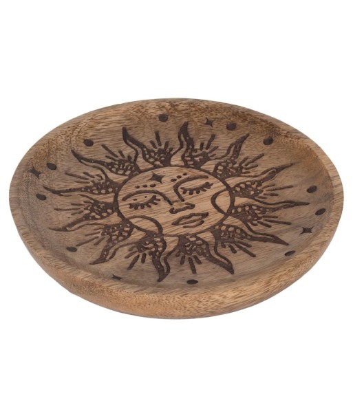 Plato Decorativo Sol de Madera Mango, Diseño Étnico, Bandeja Decorativa para Comedor, Cocina o Sala, Regalo Original