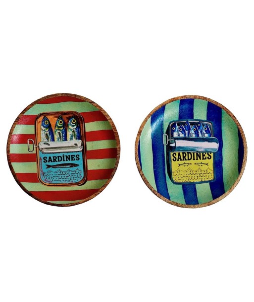 Plato Decorativo de Sardinas, Set de 2 Piezas, Diseño Náutico, Ideal para Cocina y Comedor, Accesorio Decoración