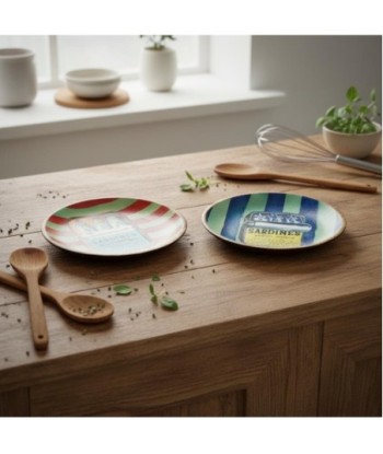 Plato Decorativo de Sardinas, Set de 2 Piezas, Diseño Náutico, Ideal para Cocina y Comedor, Accesorio Decoración