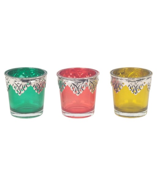 Set de 3 Portavelas Decorativos de Vidrio y Metal, Diseño Elegante para Decoración de Hogar, Ideal para Regalo