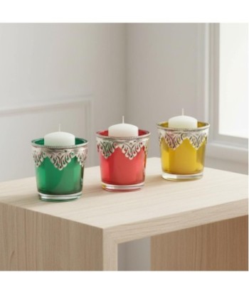 Set de 3 Portavelas Decorativos de Vidrio y Metal, Diseño Elegante para Decoración de Hogar, Ideal para Regalo