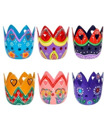 Portavelas Decorativo Multicolor 6 Piezas, Diseño Exótico de Metal para Ambientes Acogedores, Ideal para Regalos
