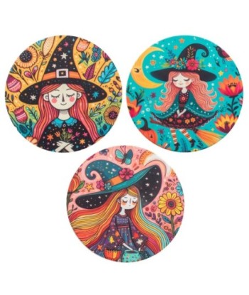 Posavasos de Cerámica para Halloween, Diseño de Bruja, Decoración para Hogar, Juego de 4, Antideslizantes, Regalo