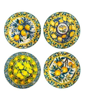 Posavasos de Cerámica Diseño Limones, Set de 4, Antideslizantes y Resistentes al Calor, Decoración de Mesa Original