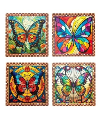 Posavasos de Cerámica Diseño Mariposa, Set de 4, Decoración para Mesa, Absorbentes, Regalo Original y Funcional