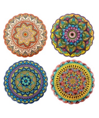 Posavasos Mandala Juego de 4, Diseño Bohemio Decorativo, Antideslizantes y Absorbentes para Cocina y Comedor