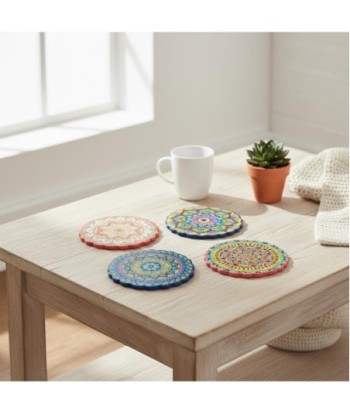 Posavasos Mandala Juego de 4, Diseño Bohemio Decorativo, Antideslizantes y Absorbentes para Cocina y Comedor