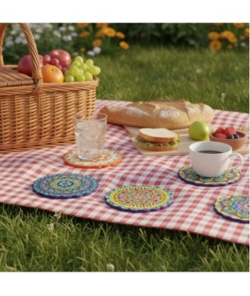 Posavasos Mandala Juego de 4, Diseño Bohemio Decorativo, Antideslizantes y Absorbentes para Cocina y Comedor