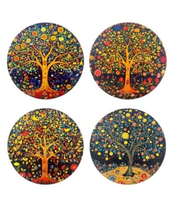 Posavasos Decorativos Árbol de la Vida, Juego de 4, Diseño Único, Protección de Superficies, Regalo Perfecto