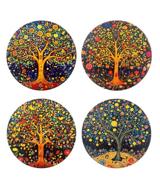 Posavasos Decorativos Árbol de la Vida, Juego de 4, Diseño Único, Protección de Superficies, Regalo Perfecto