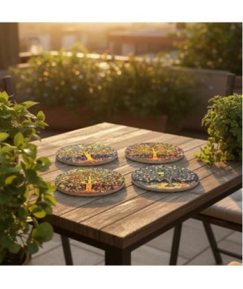 Posavasos Decorativos Árbol de la Vida, Juego de 4, Diseño Único, Protección de Superficies, Regalo Perfecto