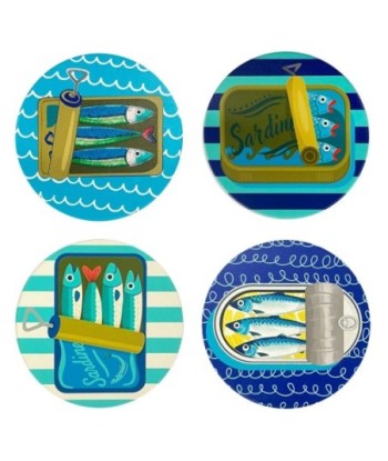 Posavasos Decorativos de Sardinas, Set de 4 Unidades, Diseño Único para Cocina y Comedor, Regalo Original para