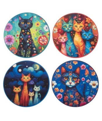 Posavasos Gato Originales para Decoración de Mesa, Juego de 4, Regalo Ideal para Amantes de los Gatos y Hogar