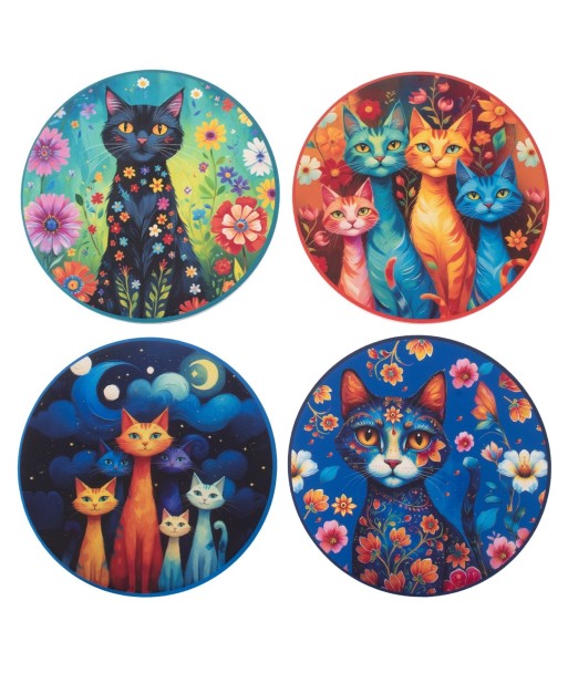 Posavasos Gato Originales para Decoración de Mesa, Juego de 4, Regalo Ideal para Amantes de los Gatos y Hogar