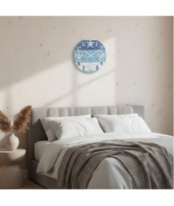 Reloj de Pared Estilo Marinero con Diseño de Estrellas, Decoración Moderna para Hogar, Oficina y Salón