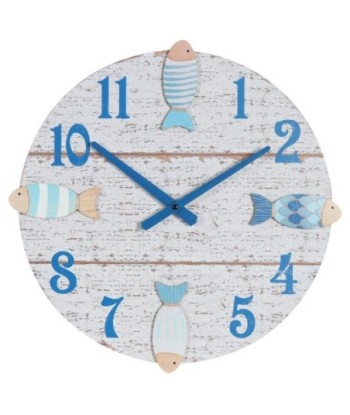 Reloj de Pared Decorativo Estilo Marinero para Hogar, Diseño de Peces, Ideal para Salón, Cocina, Oficina, 42cm