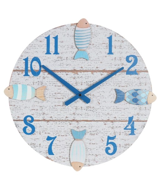 Reloj de Pared Decorativo Estilo Marinero para Hogar, Diseño de Peces, Ideal para Salón, Cocina, Oficina, 42cm